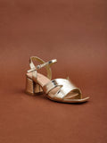 Empire Wide Fit Gold Block Heels