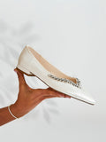Endless Bridal Ivory Satin Pointed Pumps