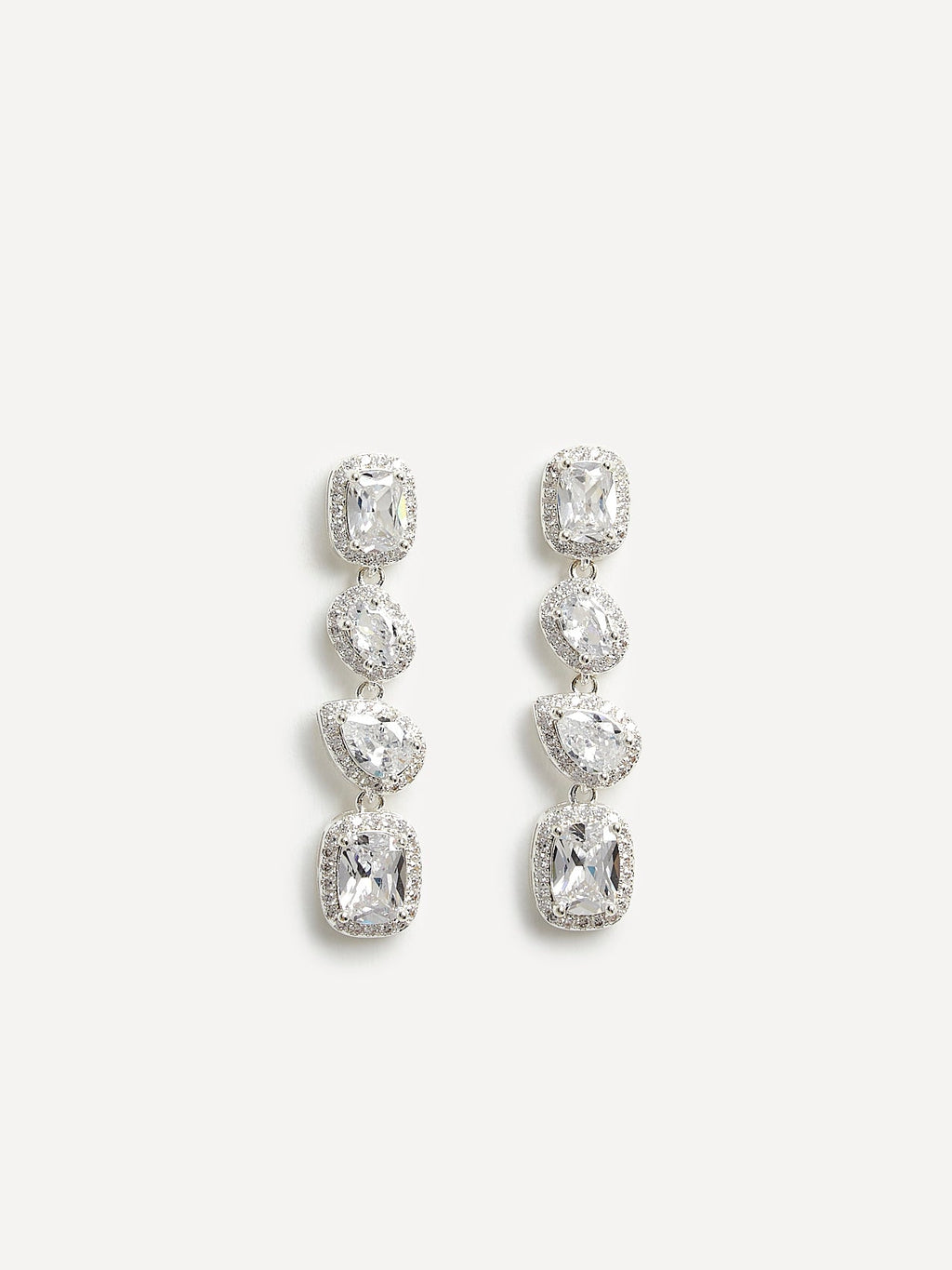 Entwined Silver Crystal Drop Earrings