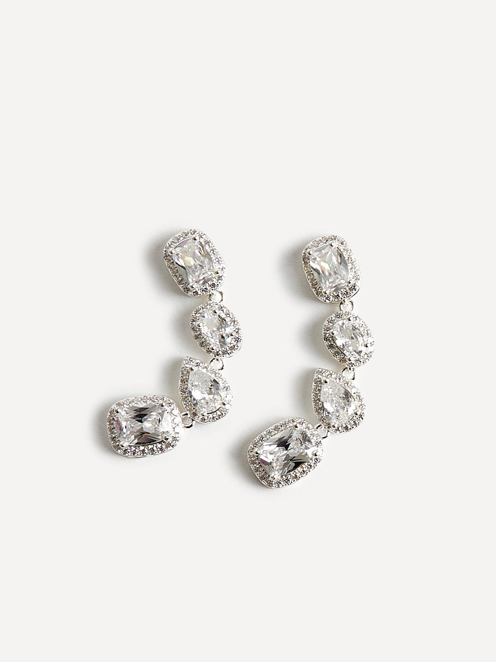 Entwined Silver Crystal Drop Earrings