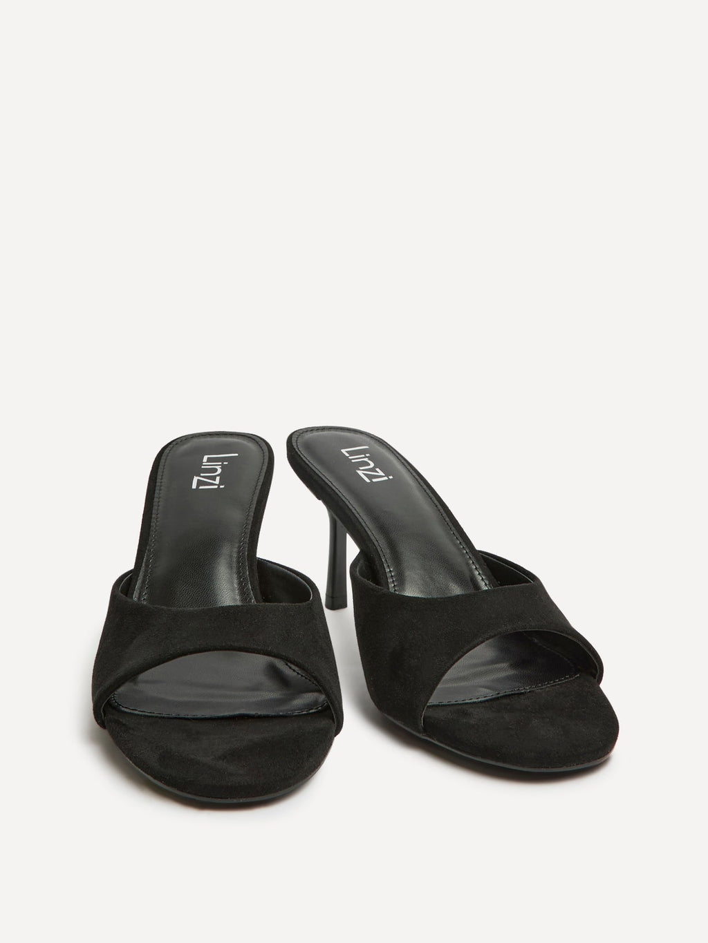 Erin Black Faux Suede Mule Heels