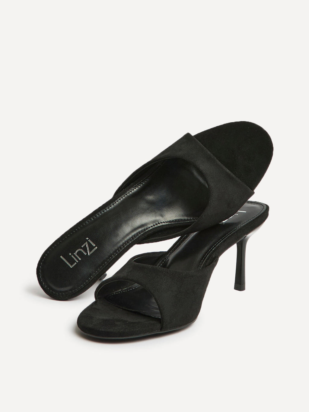 Erin Black Faux Suede Mule Heels