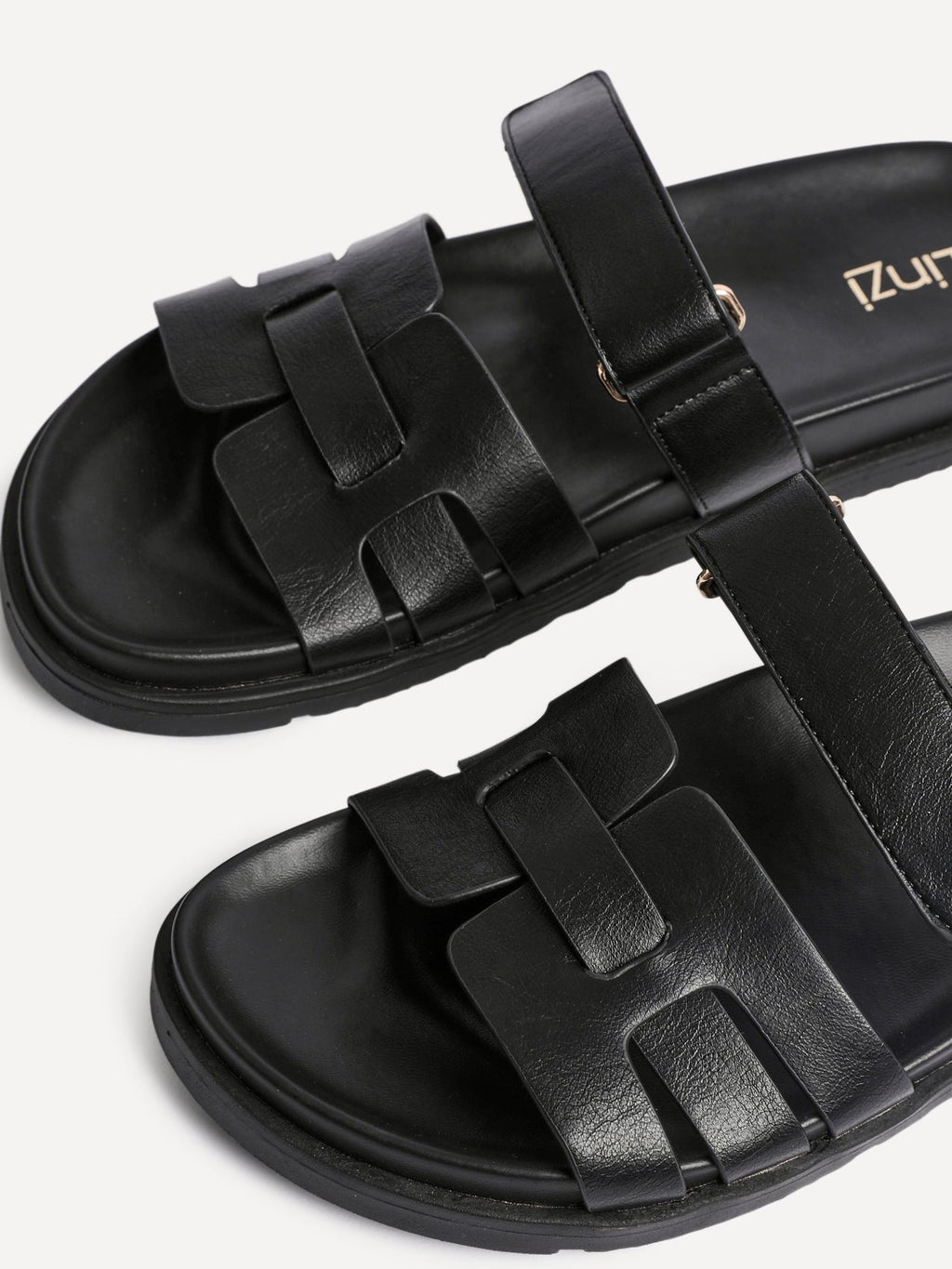 Essential Black Faux Leather Sandals