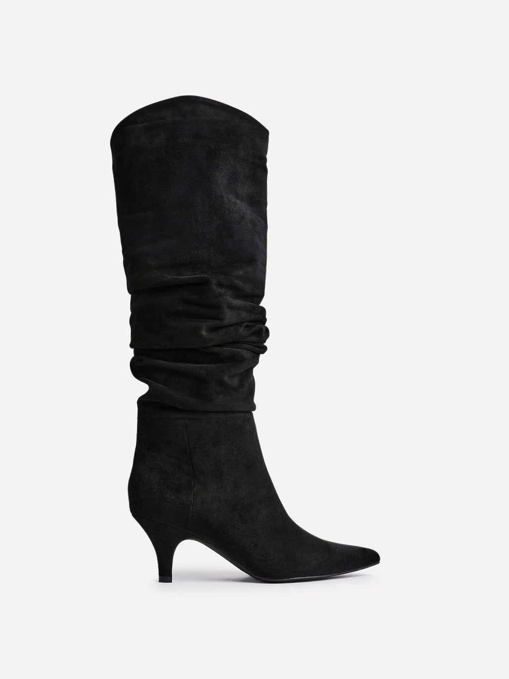 Esteem Black Kitten Heel Long Boots