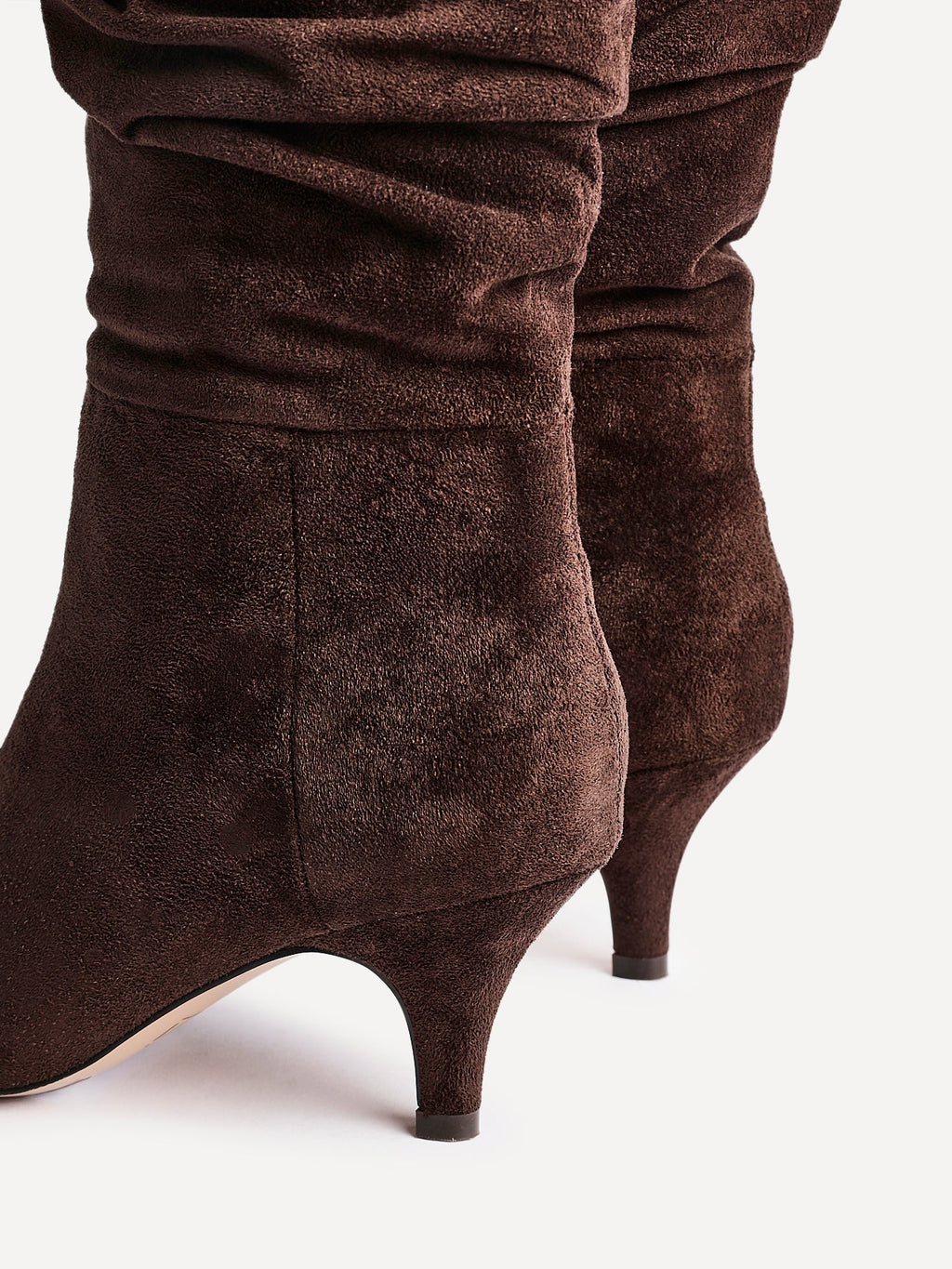 Esteem Brown Kitten Heel Long Boots