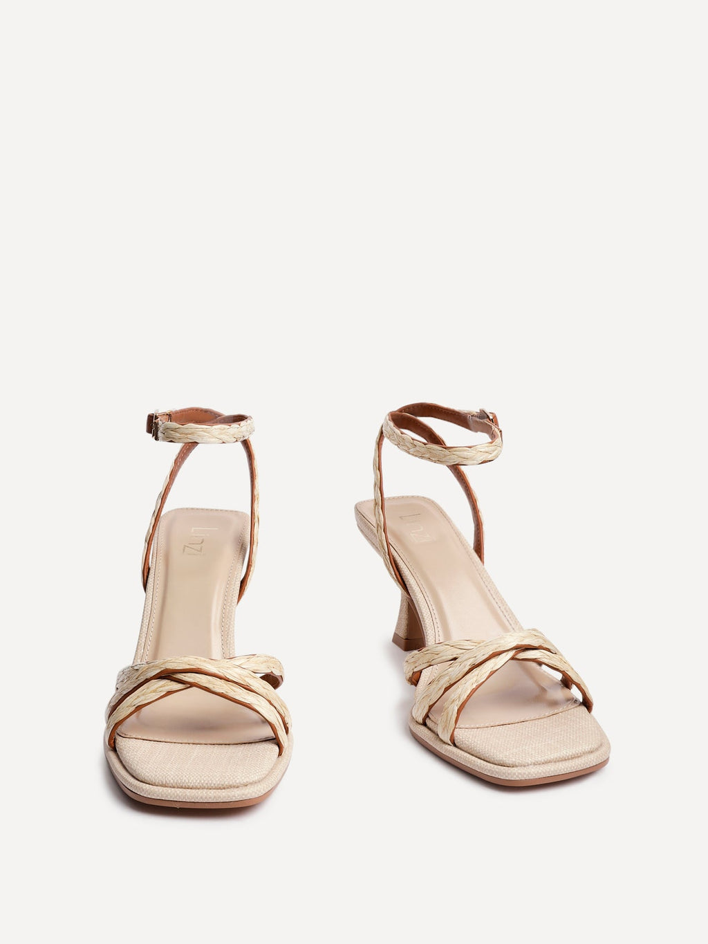 Faro Natural Raffia Strappy Heeled Sandals