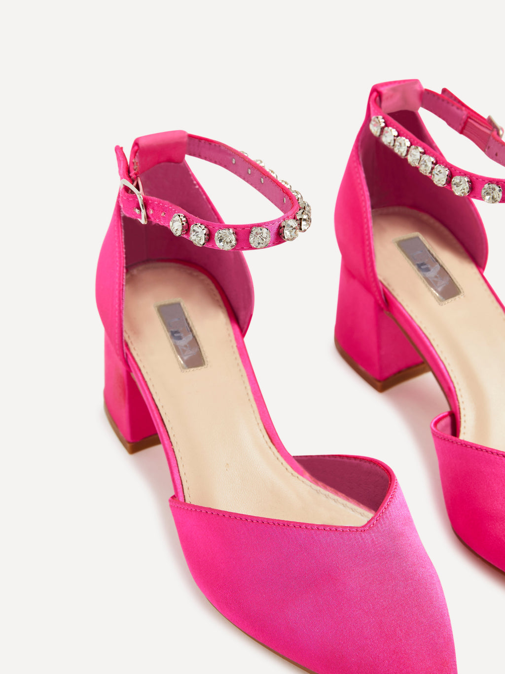 Fearne Pink Satin Diamante Court Heel
