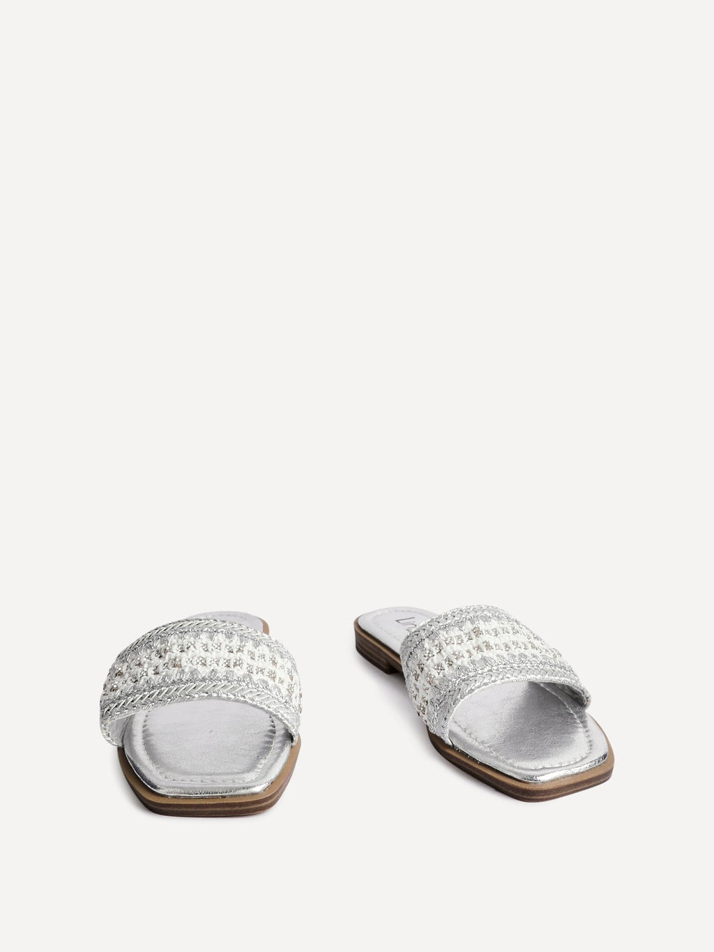 Fernanda Silver Slip On Sandals