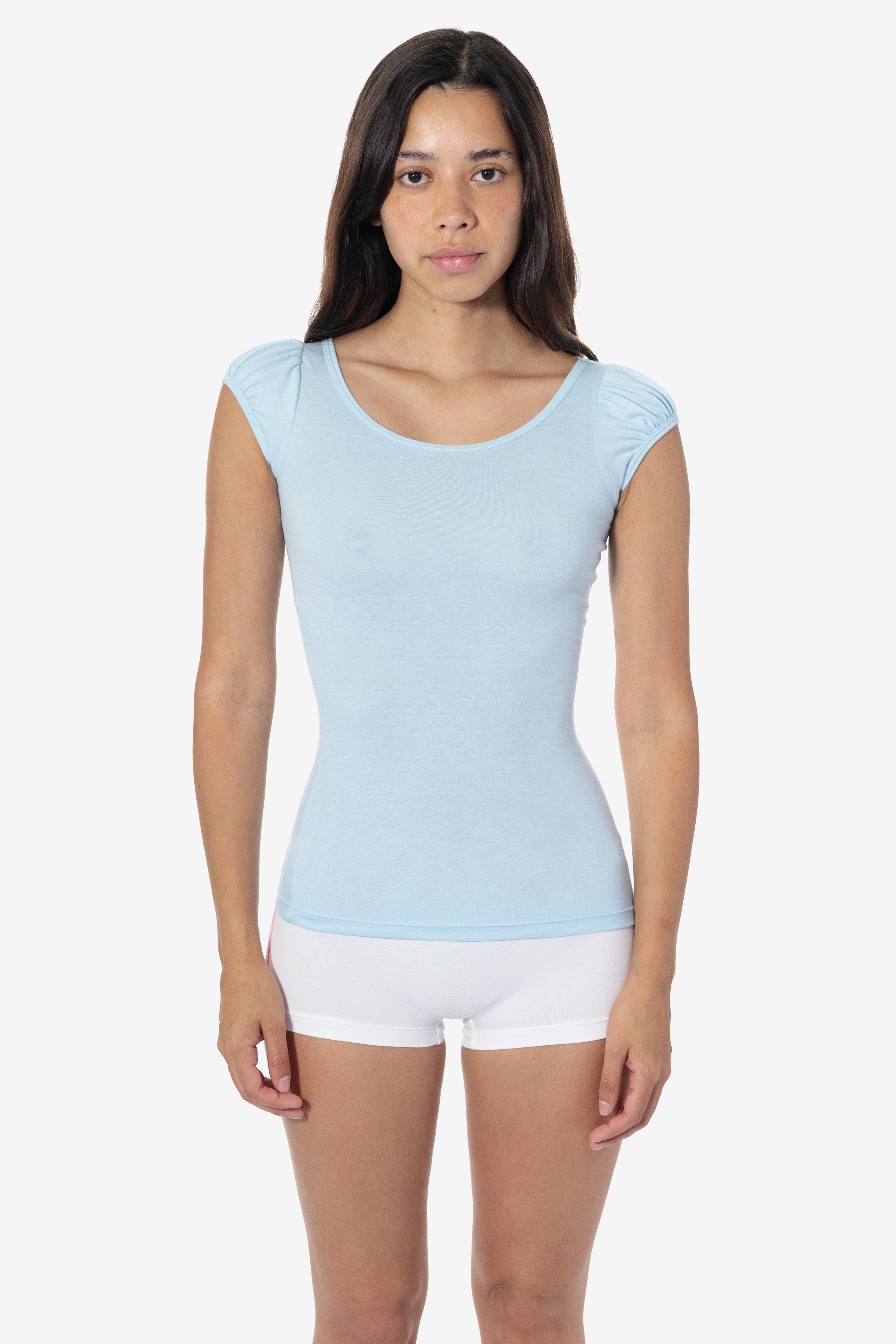 FF382 - Poly Cotton Cap Puff Sleeve Top