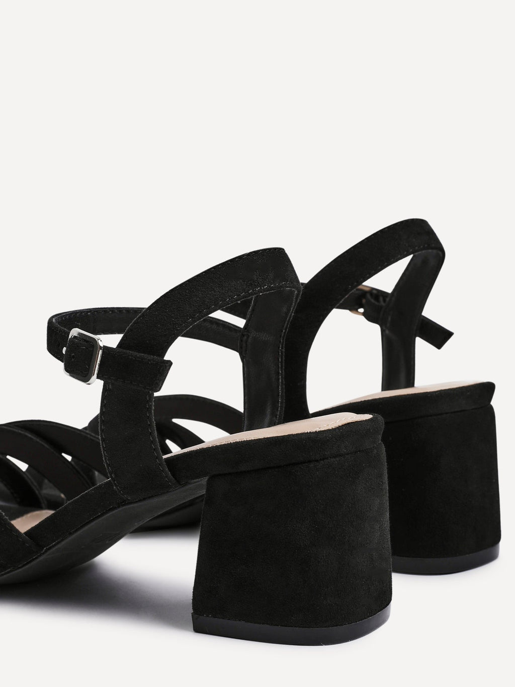 Flair Black Faux Suede Crossover Heeled Sandals