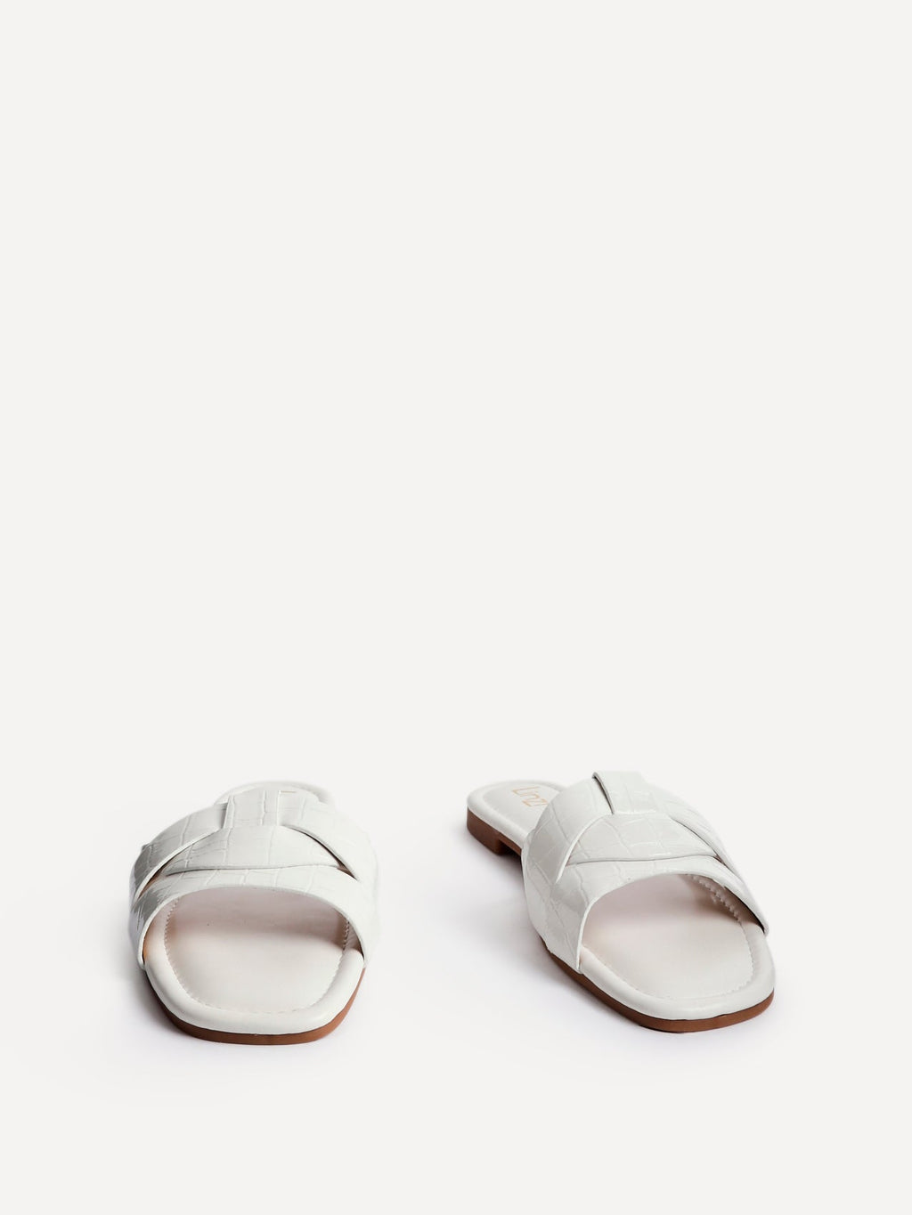 Fletcher White Croc Slider Sandals