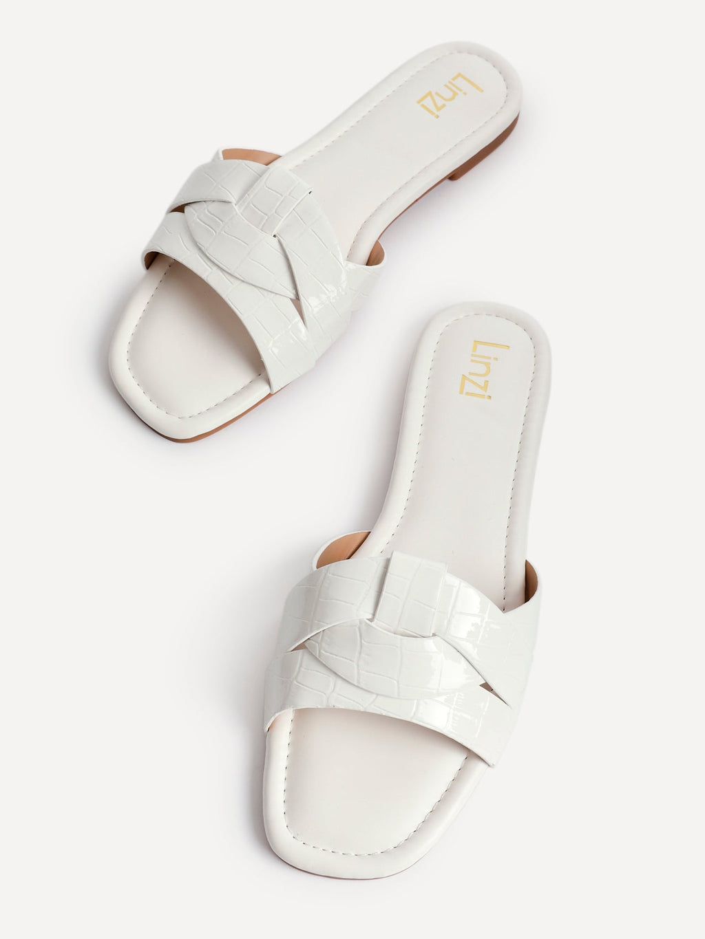 Fletcher White Croc Slider Sandals