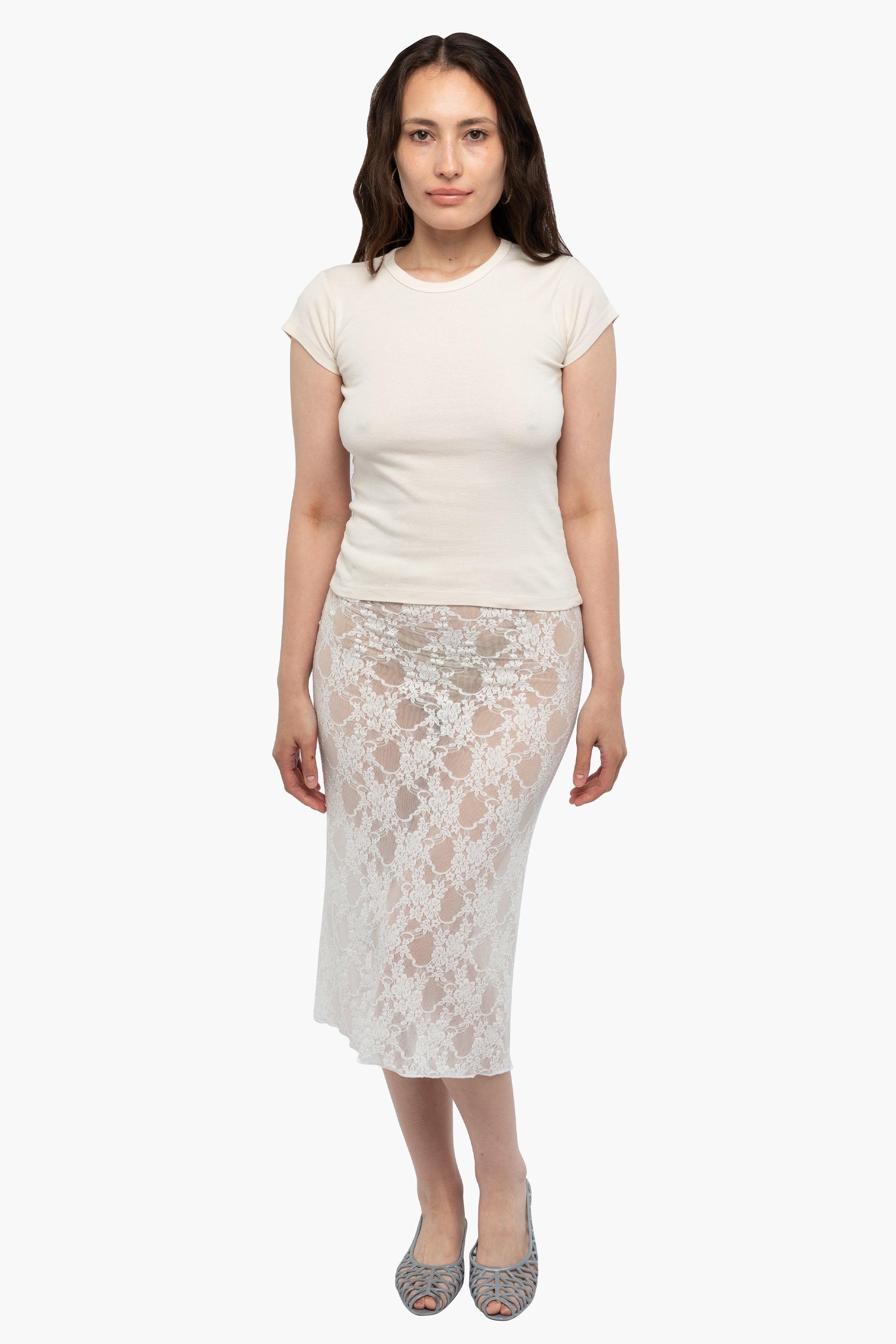 FNS301 - Floral Lace Pencil Skirt