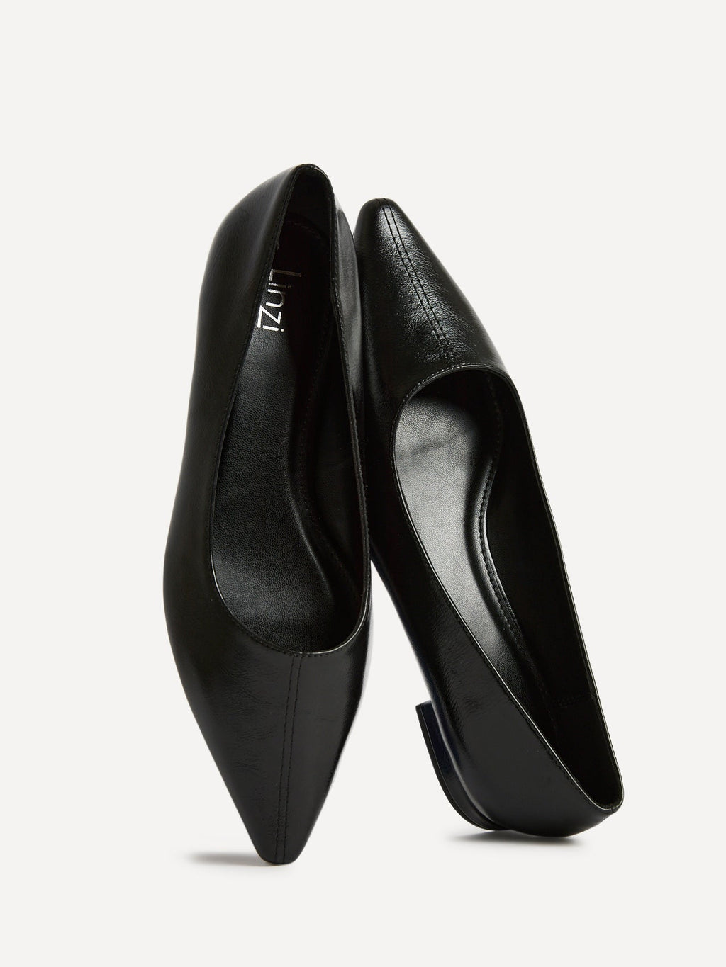 Focus Black Faux Leather Pointed Toe Ballet Flats