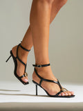 Foolish Black T-Bar Heels
