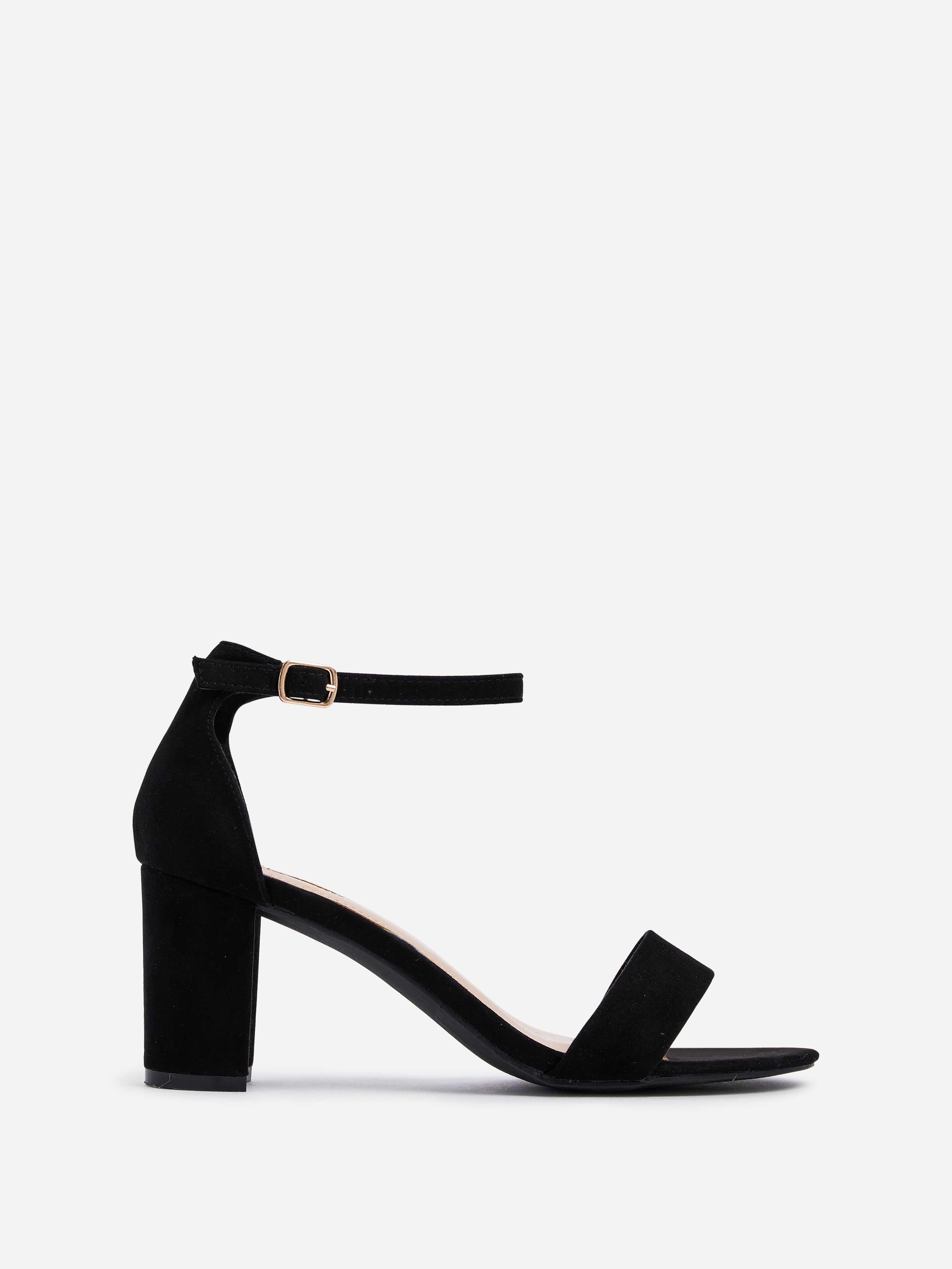 Frankie Black Faux Suede Heeled Sandals
