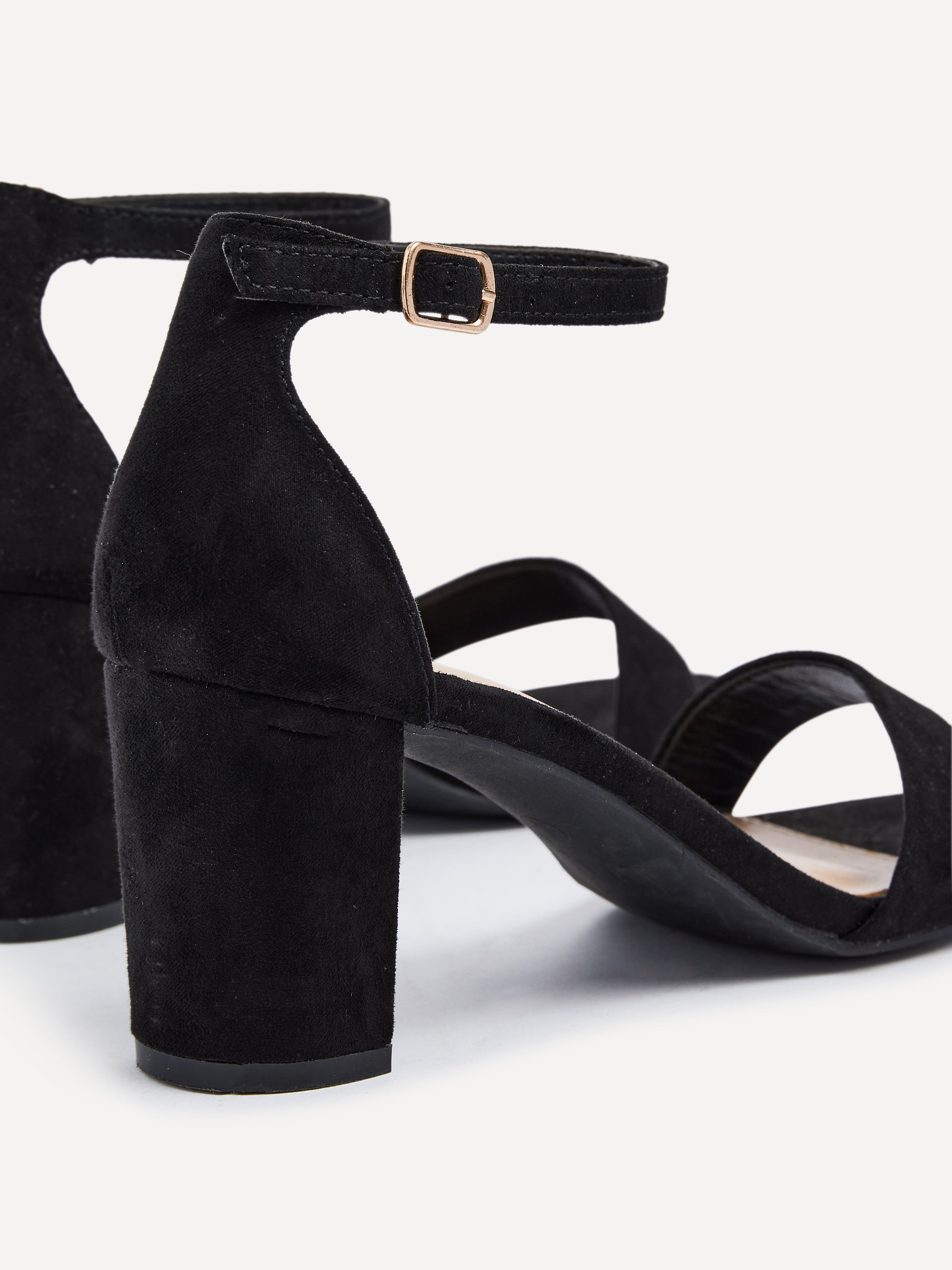 Frankie Black Faux Suede Heeled Sandals