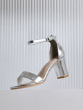 Frankie Silver Faux Leather Heeled Sandals