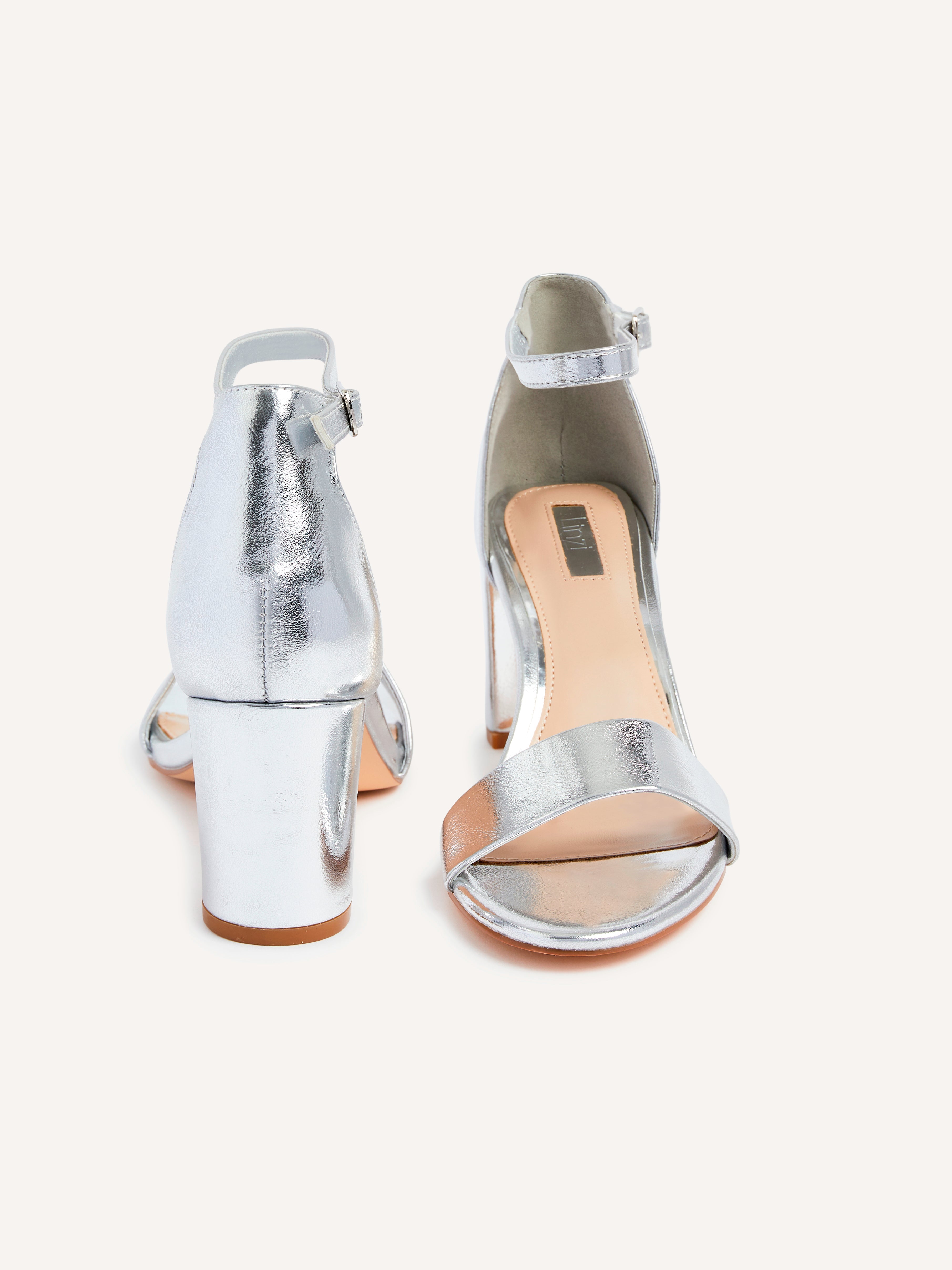 Frankie Silver Faux Leather Heeled Sandals