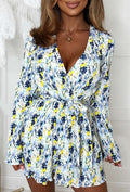 All Things Cute Multi Ditsy Print Crinkle Wrap Playsuit