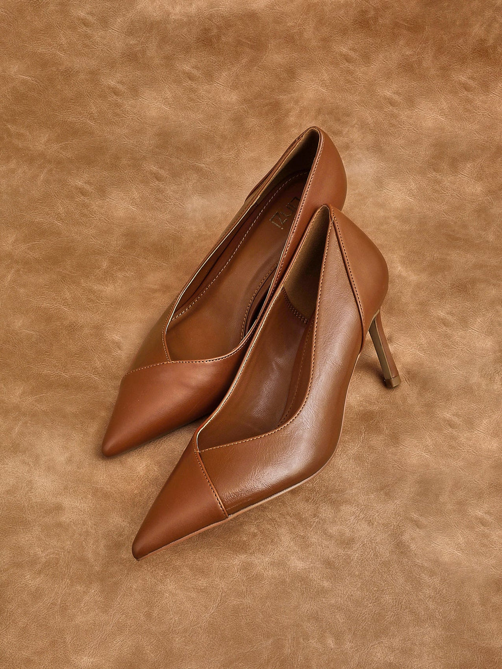 Gaia Tan Faux Leather Two Tone Court Heel
