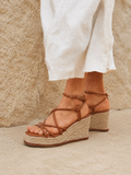 Gazed Tan Wedge Sandals