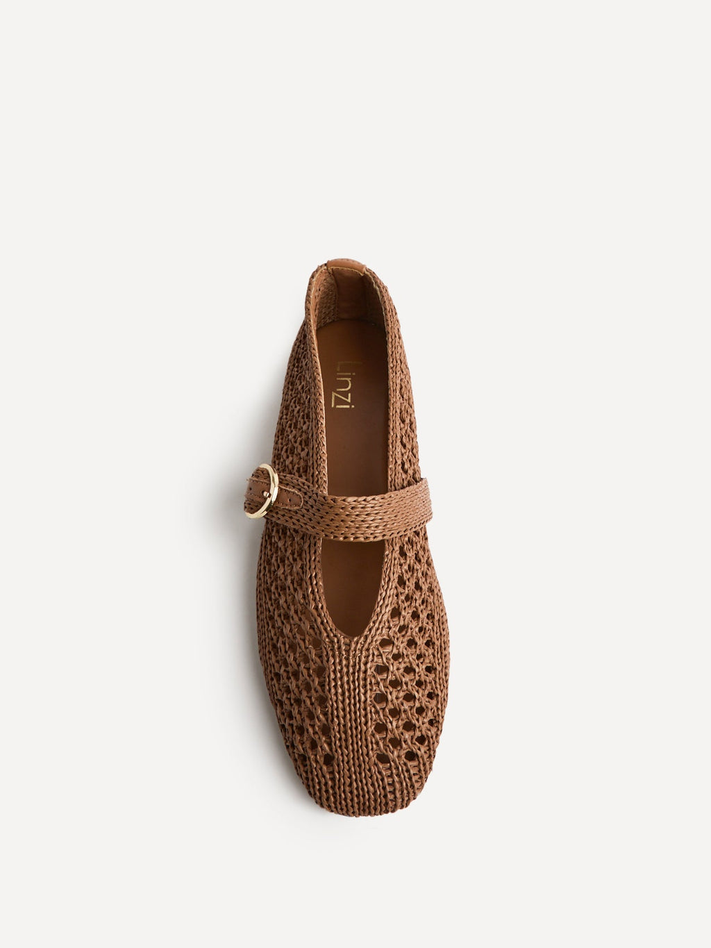 Genova Tan Handwoven Mary Jane Flats