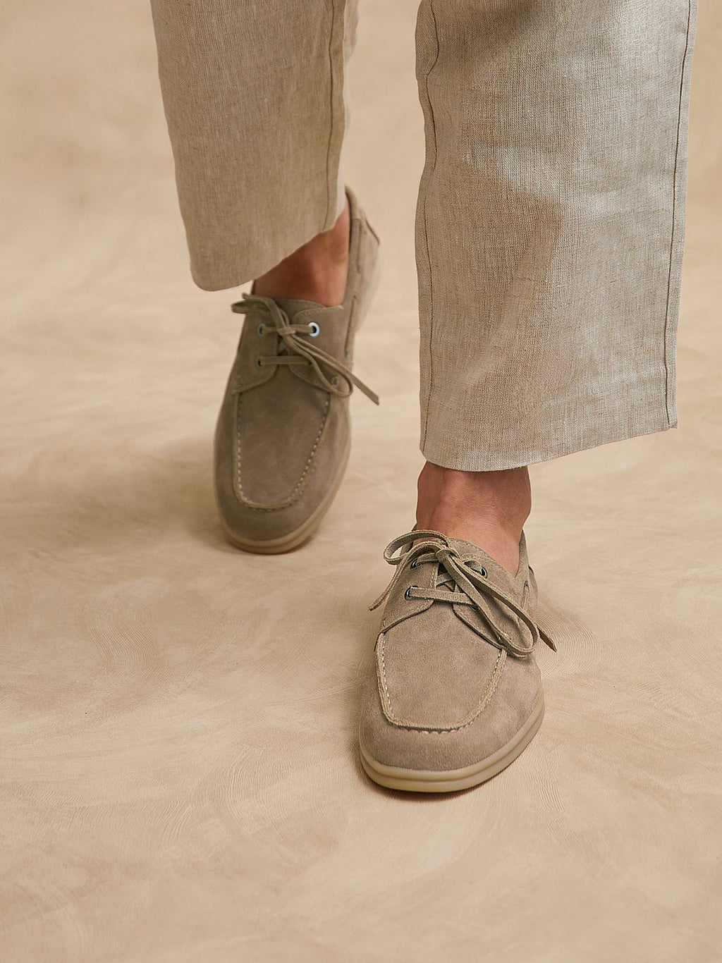 Gianni Mens Taupe Suede Leather Boat Shoes