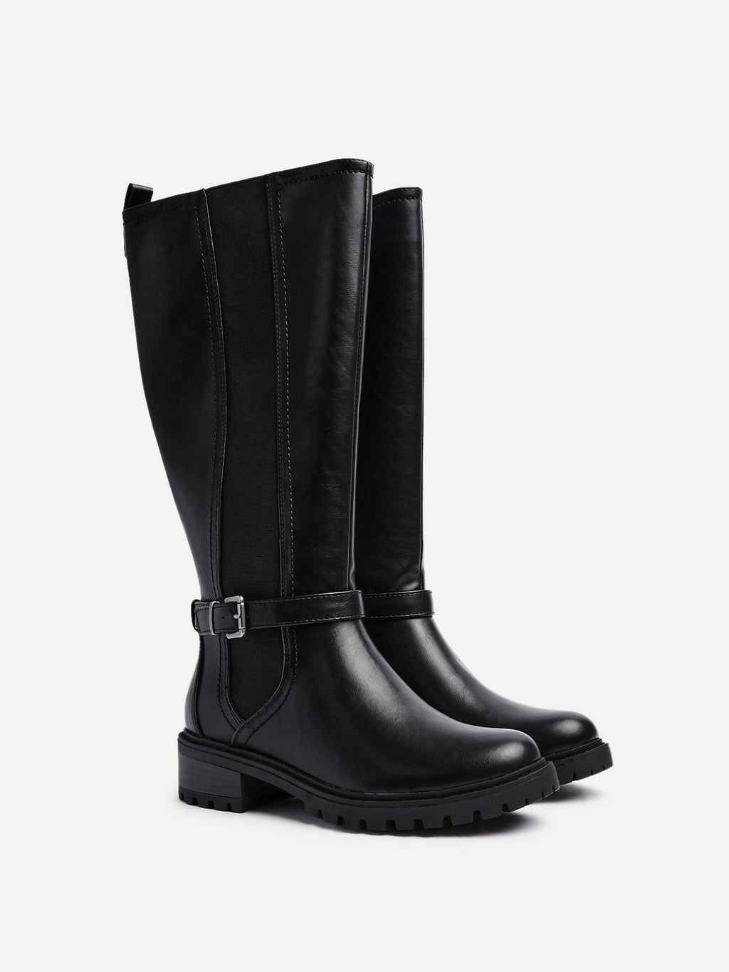 Gilded Black Long Low Boots