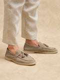 Giorgio Mens Taupe Suede Leather Tassel Loafers