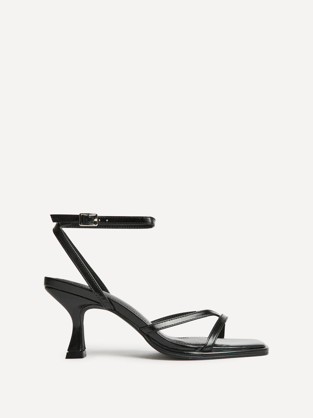 Glazed Black Heeled Sandals