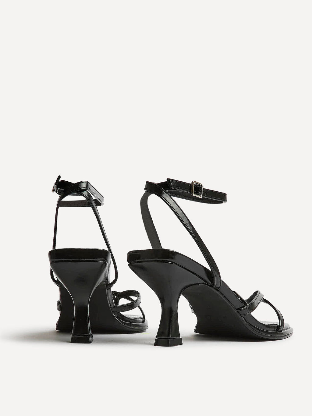 Glazed Black Heeled Sandals