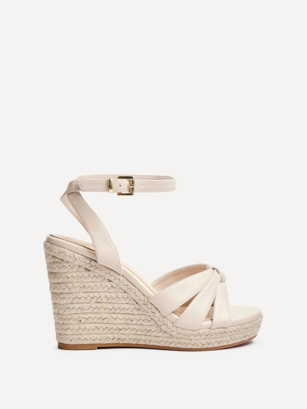Goddess Nude Faux Leather Espadrille Wedges