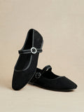 Graceful Black Faux Suede Ballet Pumps