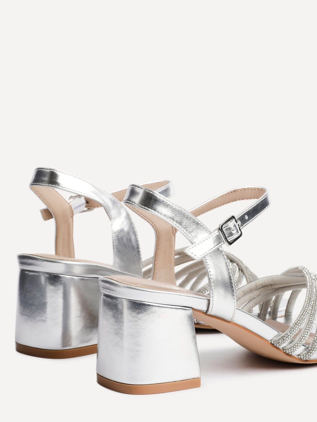Gracie Silver Diamante Heeled Sandals