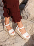 Grazia White Plaited Flatform Sandals