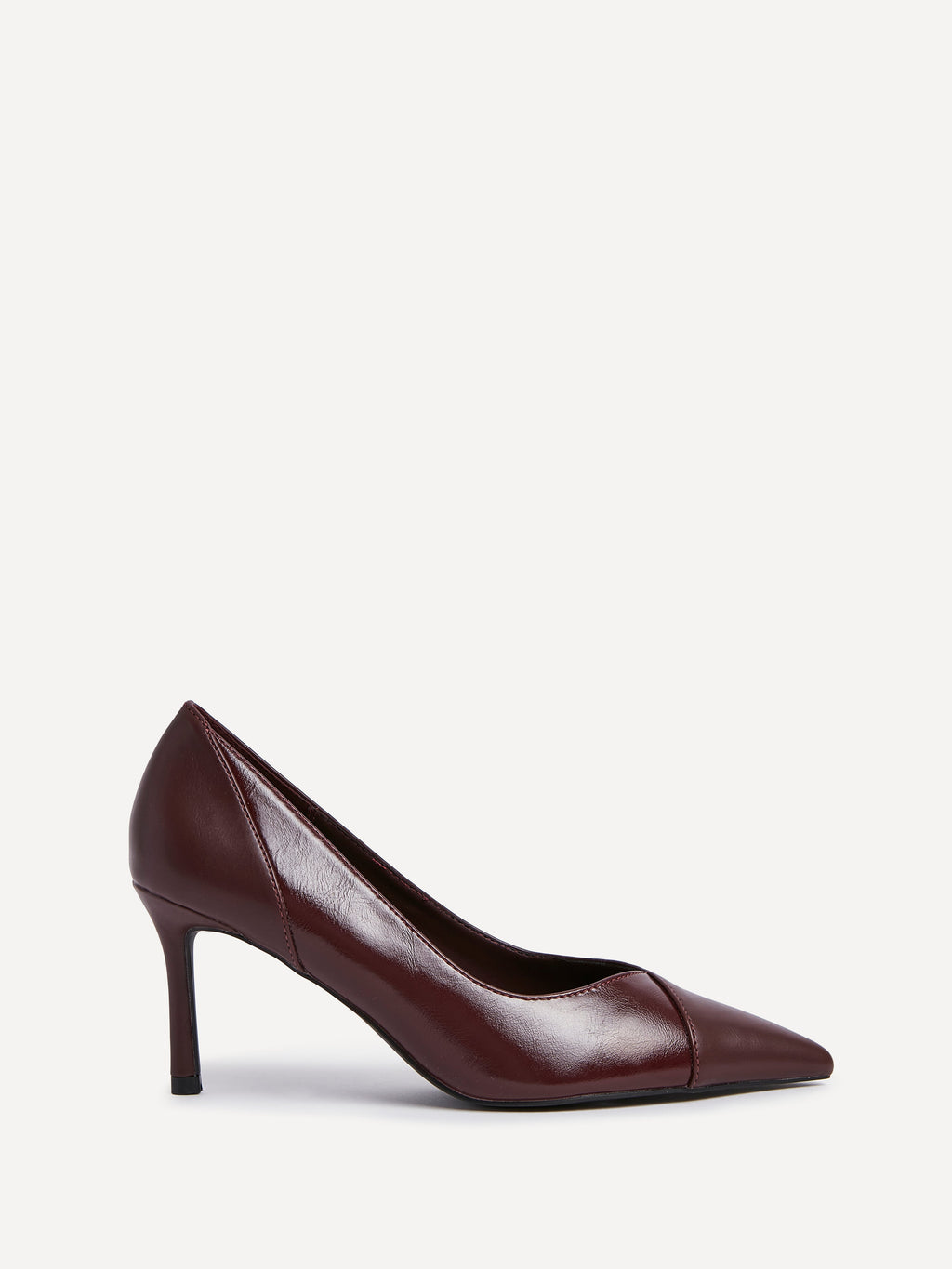 Gaia Burgundy Faux Leather Two Tone Court Heel