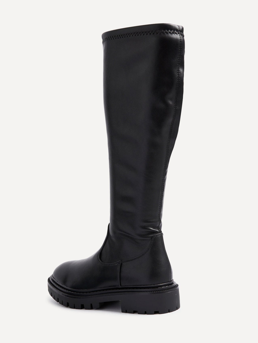 Hallie Black Faux Leather Long Boots
