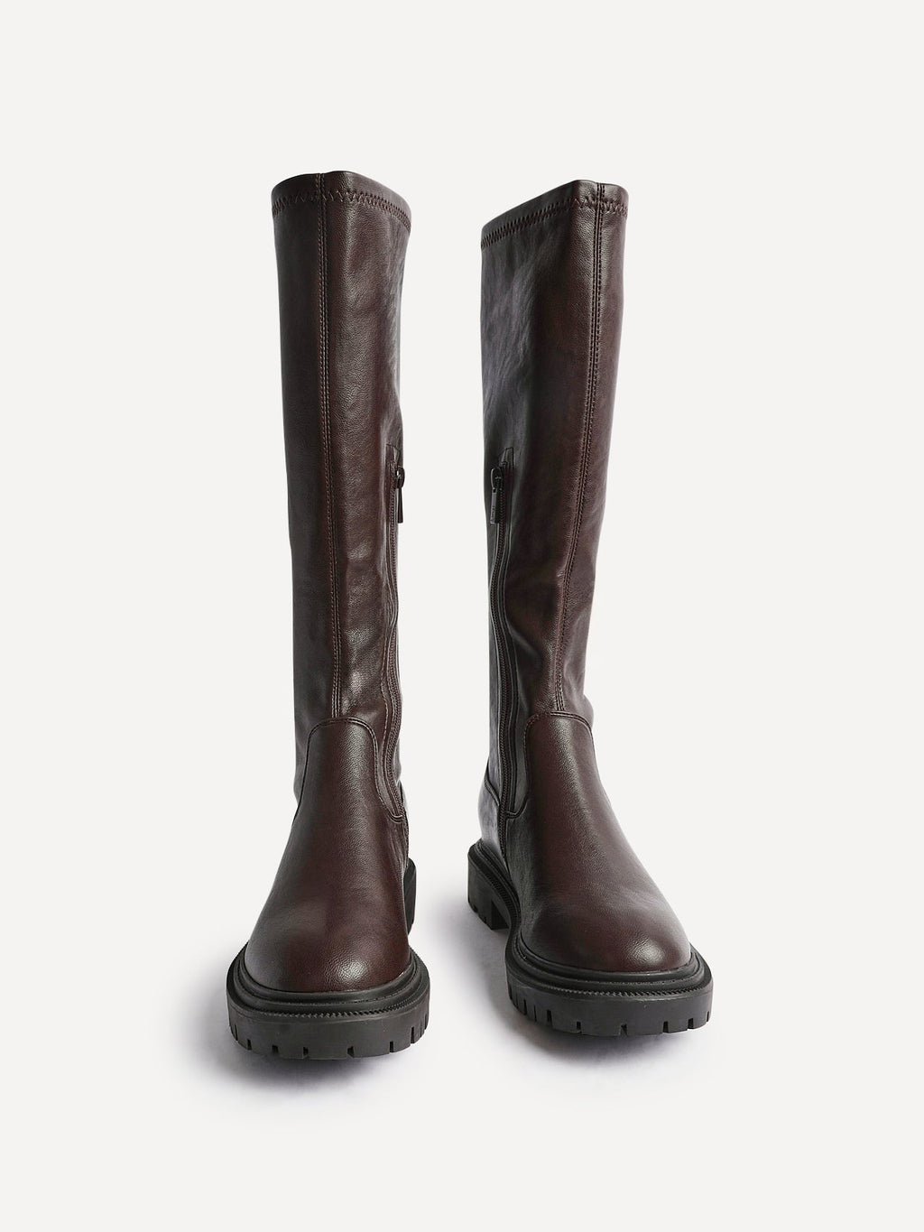 Hallie Brown Faux Leather Long Boots
