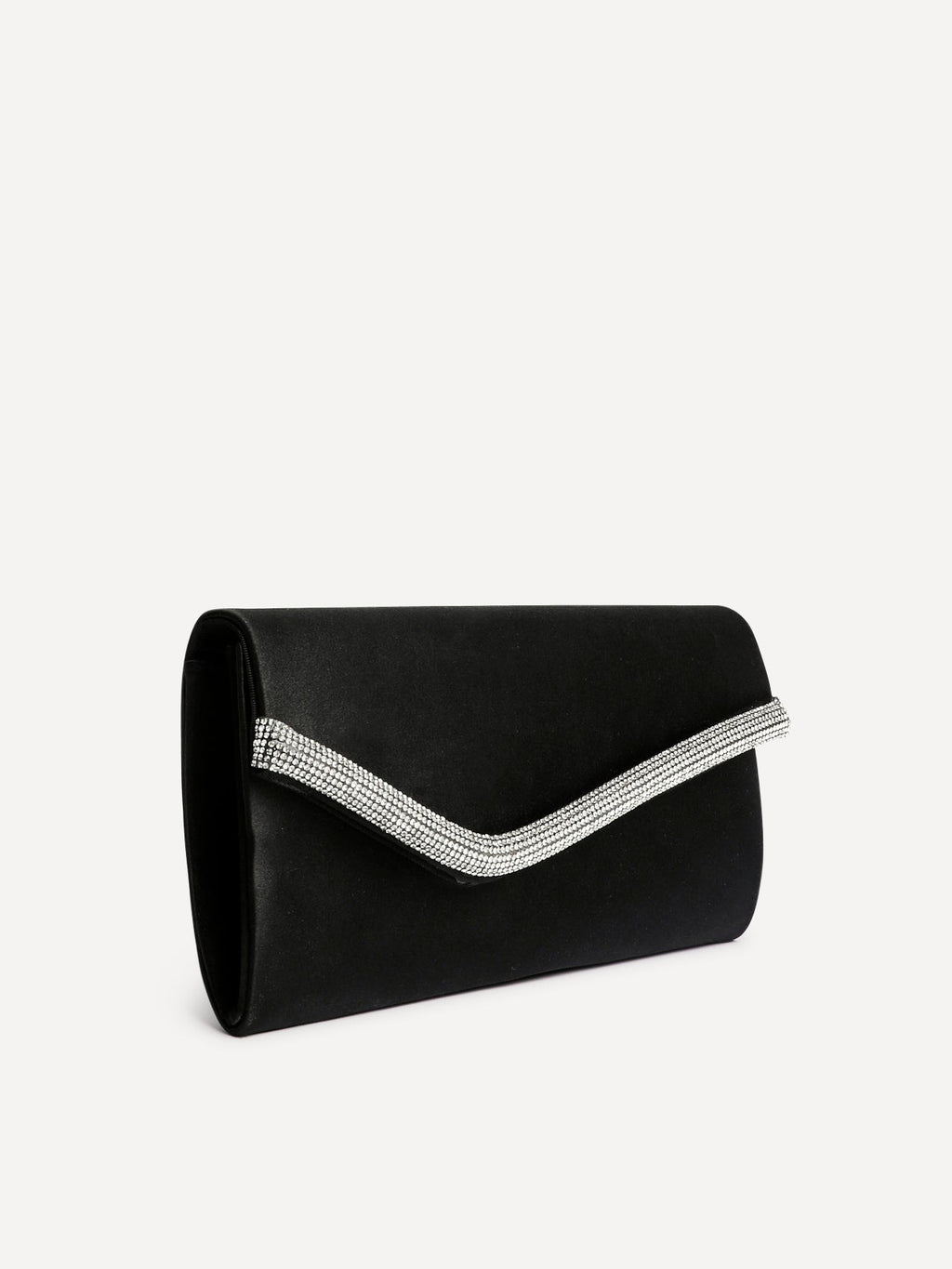 Aveline Black Satin Clutch Bag
