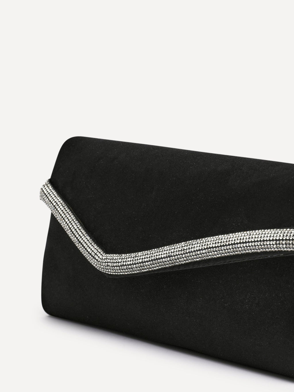 Aveline Black Satin Clutch Bag