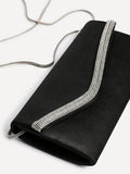 Aveline Black Satin Clutch Bag