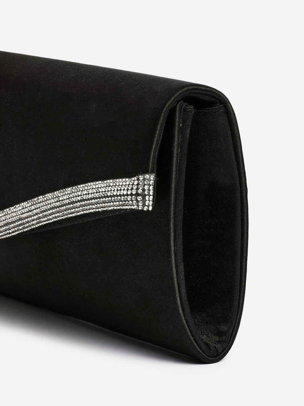 Aveline Black Satin Clutch Bag