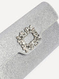 Wonder Silver Satin Diamante Clutch Bag