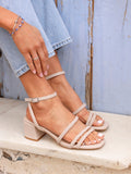 Hariette Nude Faux Leather Plaited Heels
