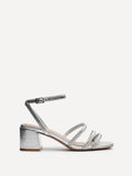 Hariette Silver Faux Leather Plaited Heels