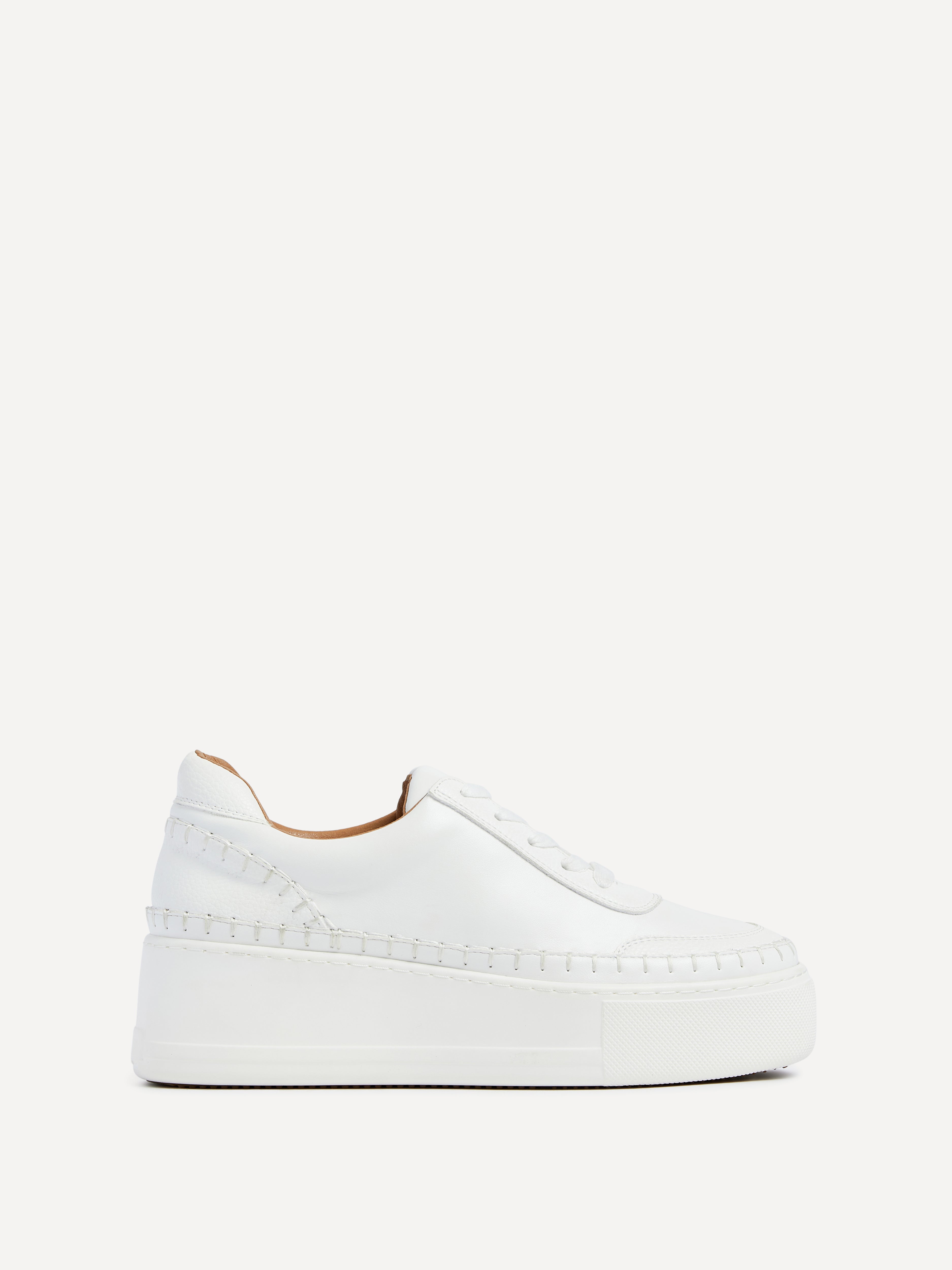 Harlem White Faux Leather Platform Trainer