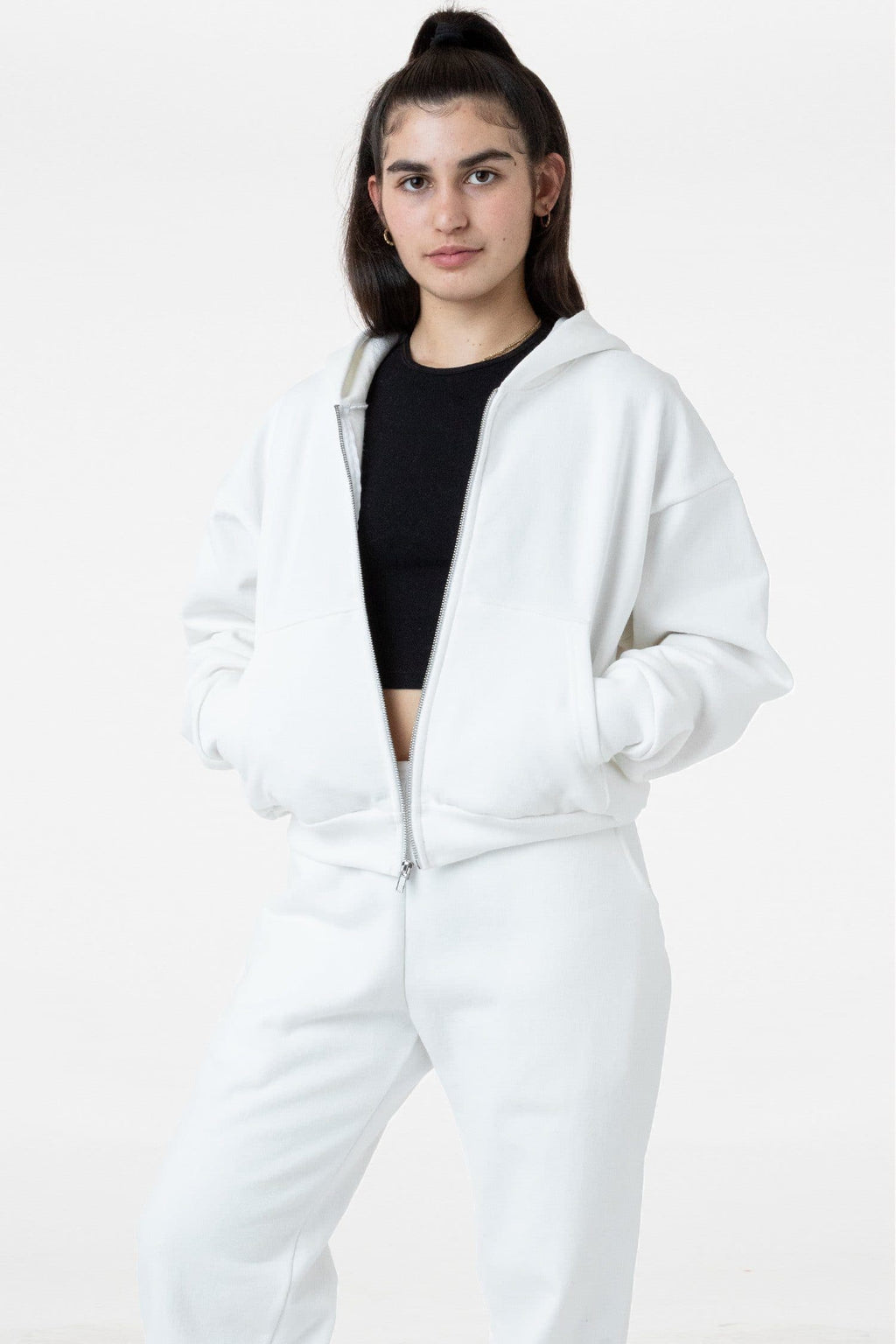 HF16 - Heavy Fleece Cropped Zip-Up Hoodie (Piece Dye)