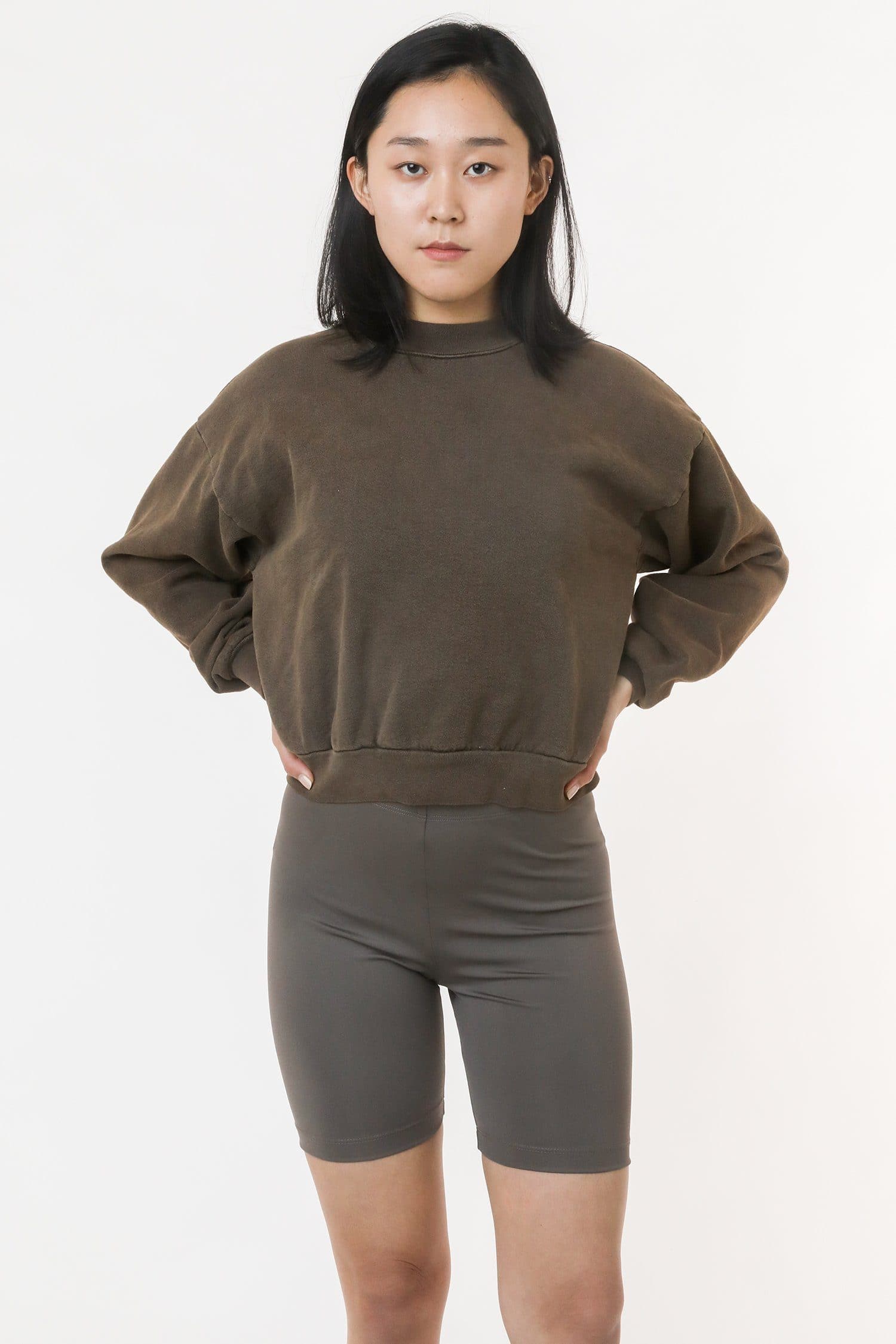 HF06 - Heavy Fleece Cropped Mock Neck Pullover (Garment Dye)