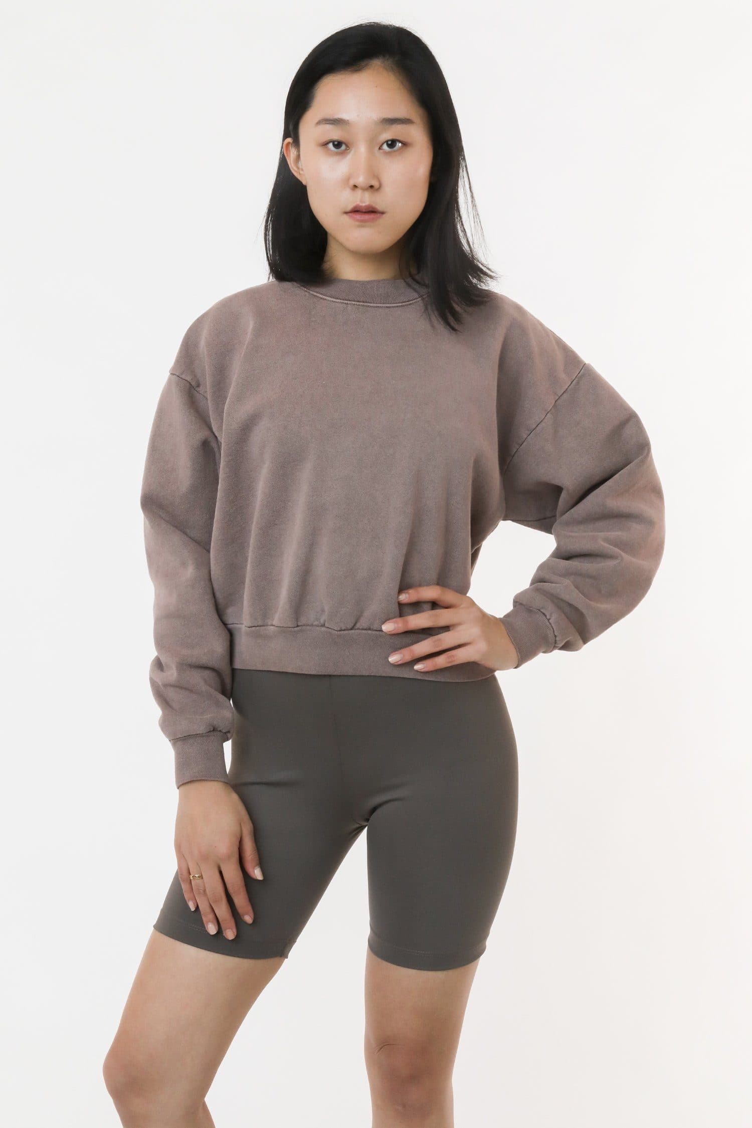 HF06 - Heavy Fleece Cropped Mock Neck Pullover (Garment Dye)